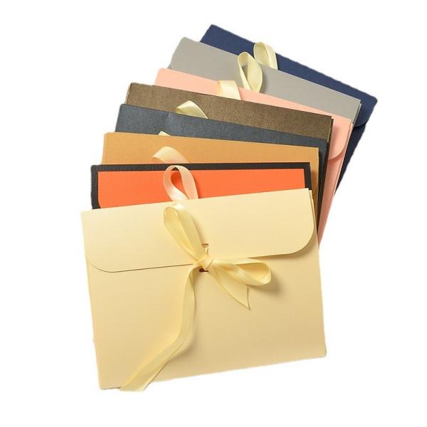 Buy Paperboard Envelope Custom Paper Pouch With Ribbon Closure at wholesale prices