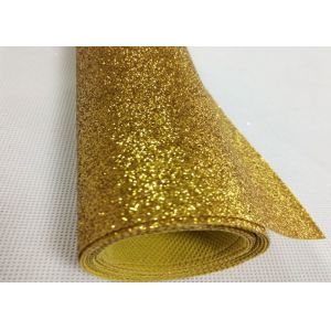 80gsm Champagne Gold Glitter Fabric , Shiny Thick Gold Glitter Fabric