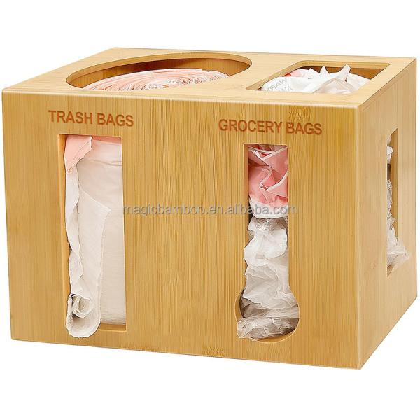 Multi-Functional Square Wall Mount Trash Bag Grocery Bag Storage Dispenser for Kitchen