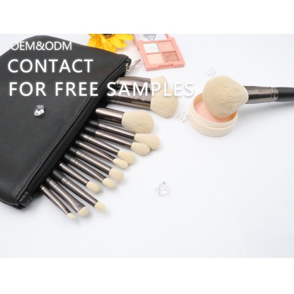 Wood Handle Black 14Pcs Private Label Makeup Brush Set 19.6*1.7cm