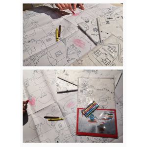 Quality Chame Waterproof Disposable Paper Tablecloths With Plastic Tablecover 137*274cm for sale