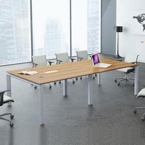 H750mm Office Conference Table Metal Legs Glass Meeting Desk
