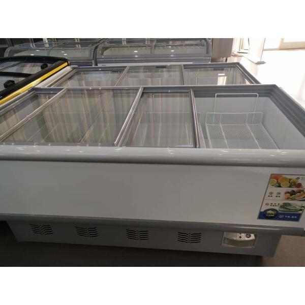 Horizontal island cabinet commercial direct cooling refrigeration and freeze display cabinet