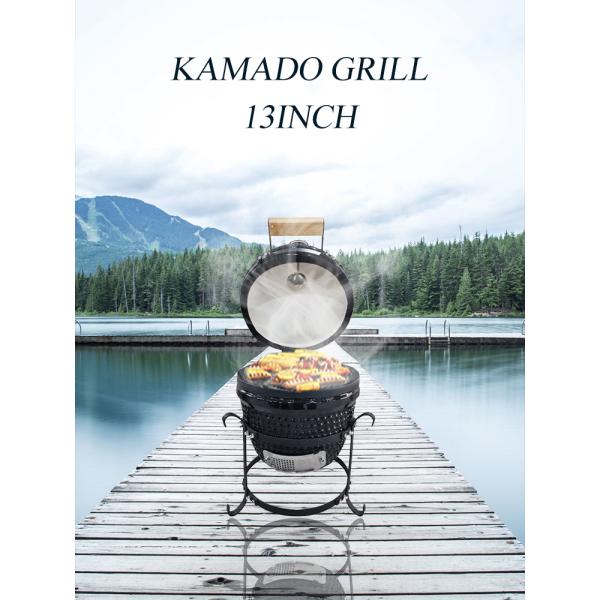 KIMSTONE 13 Zoll Kamado Grill Keramik Bbq Grill Mini Ceramic Smoker Kamado Ceramic Barbecue Grill