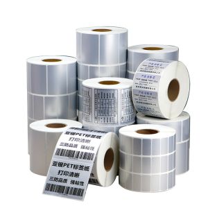 Blank Direct Thermal PET Label Sticker Silver For Shipping Address Color Coding