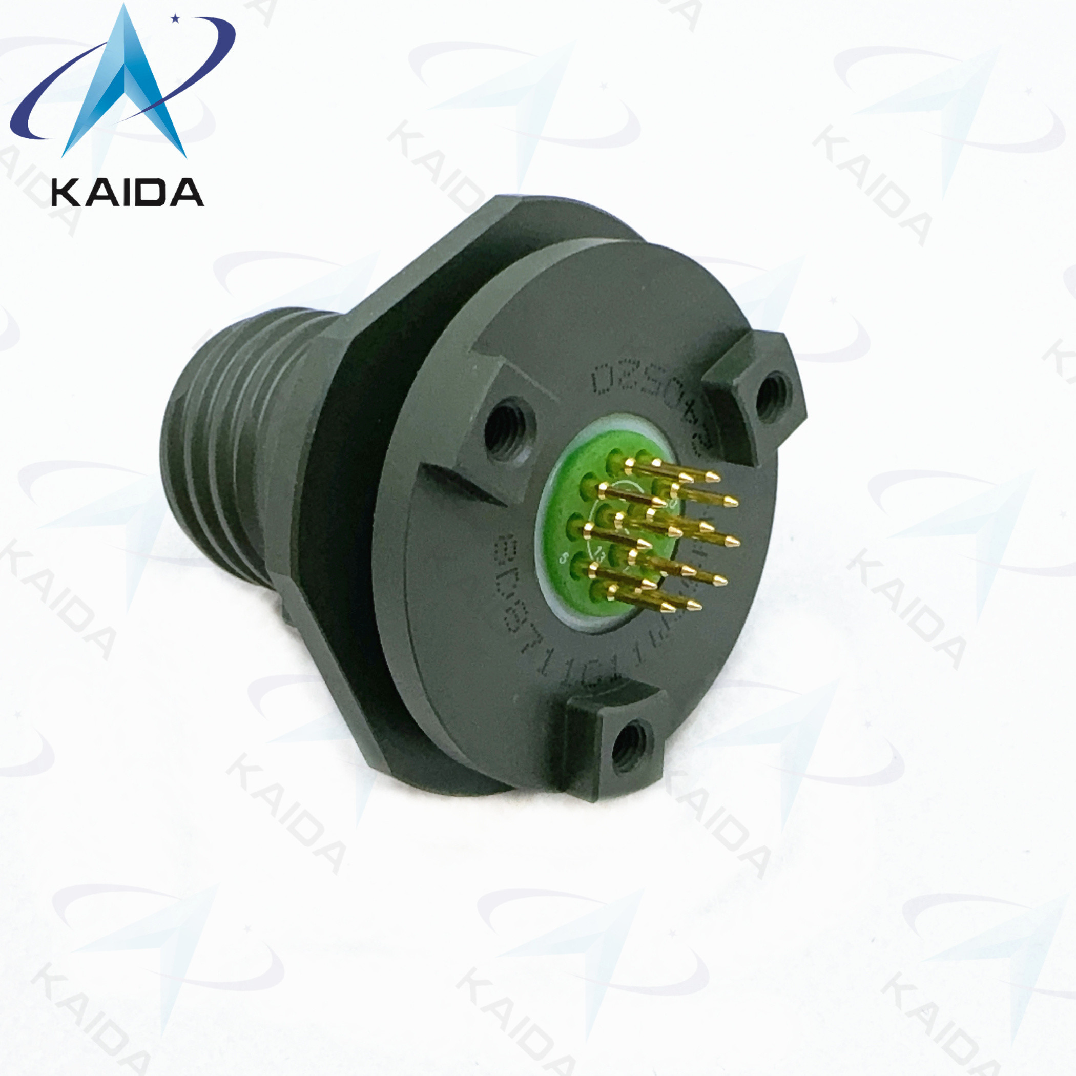 Quality 8D Series 500 Cycles Receptacle Short PCB Tail. 8D8711C11W35PN Olive Green Cadmium.Double Flange Jam Nut Receptale for sale