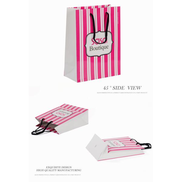 Foldable Customized Branded Paper Bags / Paper Gift Bags With Rope Handles