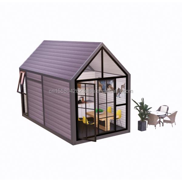 Triangular log house 20ft Folding Shipping wood house with 100mm Wave Sandwich Panel Walls and Aluminum Alloy Windows