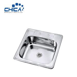 China Silver-white Color Stainless Steel Kitchen Sink Single Bowl Kitchen Sink Topmount Kitchen Sink on sale