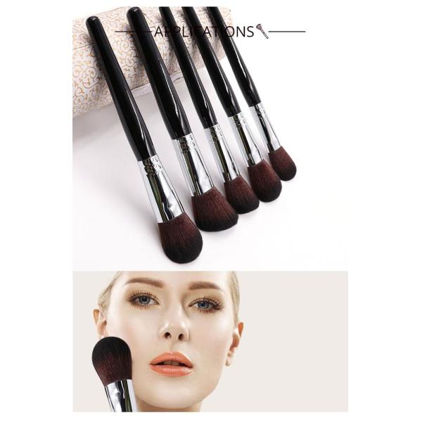 Glitter Handle 5pcs Goat Hair Makeup Brushes For Foundation And Concealer