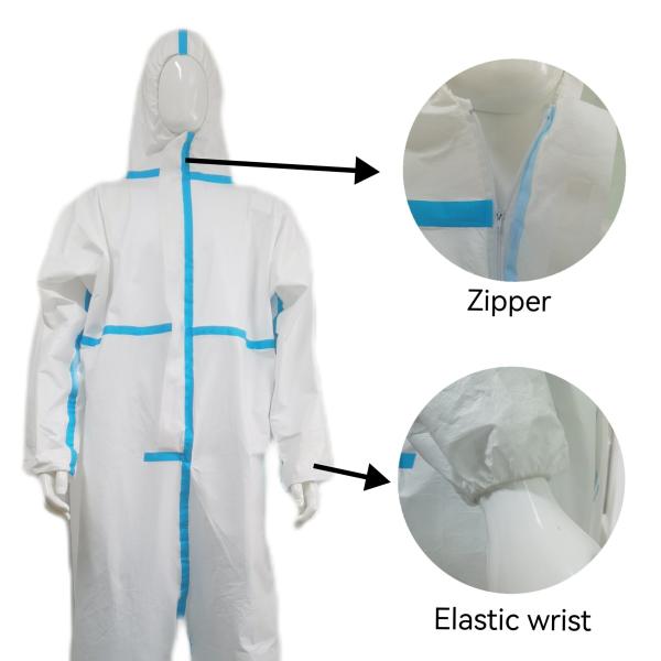 Cross Infection Protection Microporous Film Disposable Protective Coveralls With