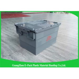 Customzied Plastic Moving Boxes For Warehouse , Attached Lid Totes