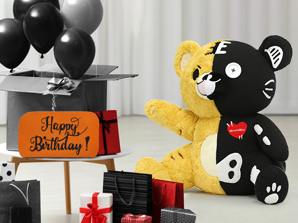 MorisMos Unisex Large Skeleton Teddy Bear Goth Plush Toy Stuffed Bear Birthday Party Decor Kids Adults Mother's Day Holiday