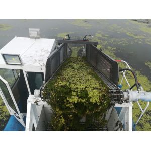 Quality Length 8m Work Capacity 1000m3 Width 1m power 25Kw Cutter Aquatic Weed Harvester Lake environment protection Mowing Boat for sale