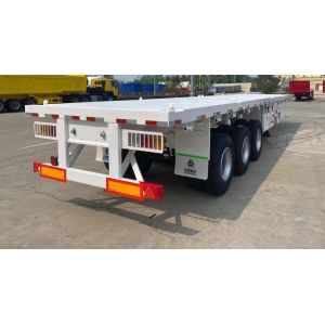 Tri Axle Container Semi Truck And Flatbed Trailer 50T