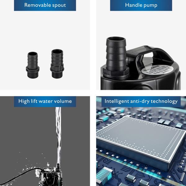 1060 GPH Submersible Aquarium Pump with Adapter Fast and Automatic Electric Water Exchange Aquarium Cleaning Pump Fish Tank Pump