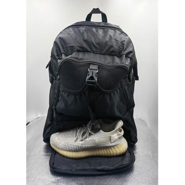 Large Capacity Custom Football Backpack , Black Soccer Backpack With Shoe Compartment