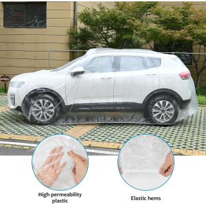Disposable Car Covers，12.5 x 21.7ft Universal Clear Plastic Car Cover，Disposable