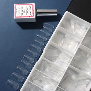 Pre-shaped Soft Gel Full Cover Nail Tips Short Almond for Acrylic Nails