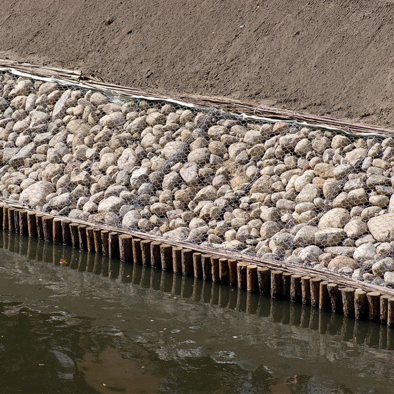 Galvanized Wire Mesh Retaining Wall Using gabion stone wall 2.7mm River Protection