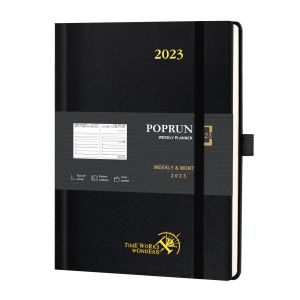 Hardcover Weekly Planner 2023 2024 Black A4 Monthly Weekly Agenda January To
