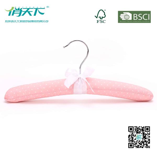 Buy Betterall Pink Polka Dot Pattern Satin Hanger with White Bow at wholesale prices
