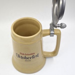 Beer festival custom ceramic beer mug with metal lid