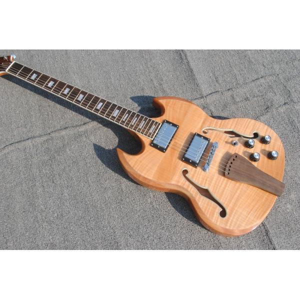 High quality custom 6 string electric guitar, flame maple veneer, wood color