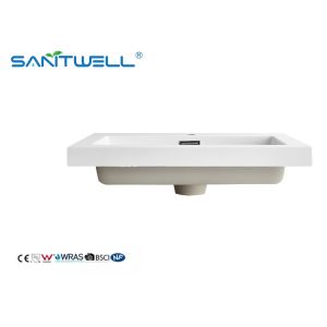 Small Size SWF604 Modern Style Semi- Counter Basins Thick Edge Glossy White
