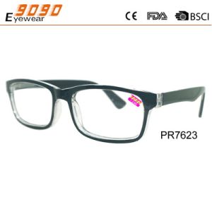 Unisex fashionable reading glasses, made of plastic, spring hinge,Power rang : 1