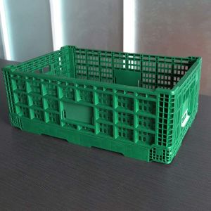 Perforated Collapsible Plastic Crates With Lids Blue Foldable