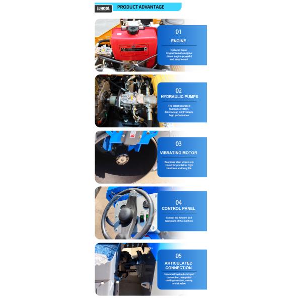 Construction Machinery Dual Drum 1 Ton 2 Ton 3 Ton Diesel Hydraulic Vibrating Road Roller Compactor