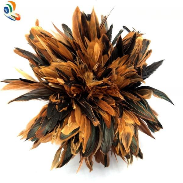 1 Yard Length Party Decoration Strung Rooster Coque Feather with Satin Ribbon Tape