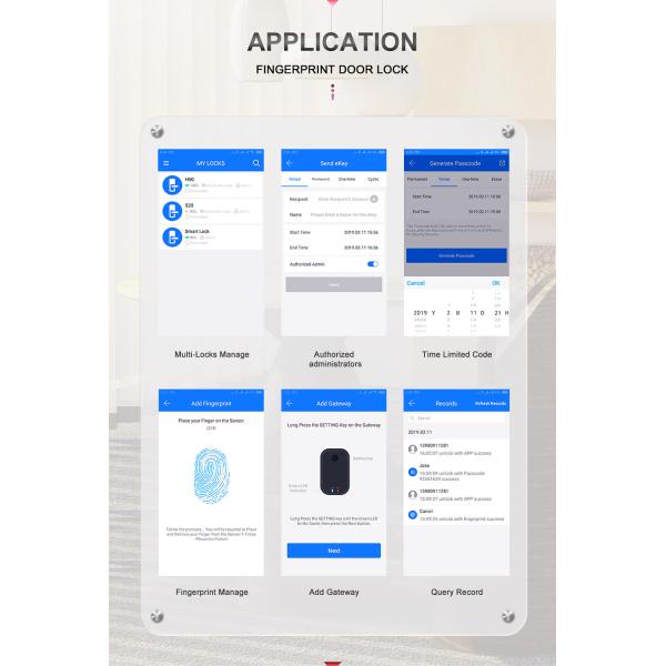 Electronic Door Locks Durable Bluetooth Door Lock , 3D Optical Fingerprint Biological Zinc Alloy Lock