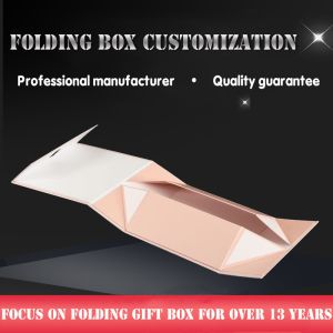 Folding Gift Packaging Box Black Carboard Foldable Gift Box With Magnetic Lid