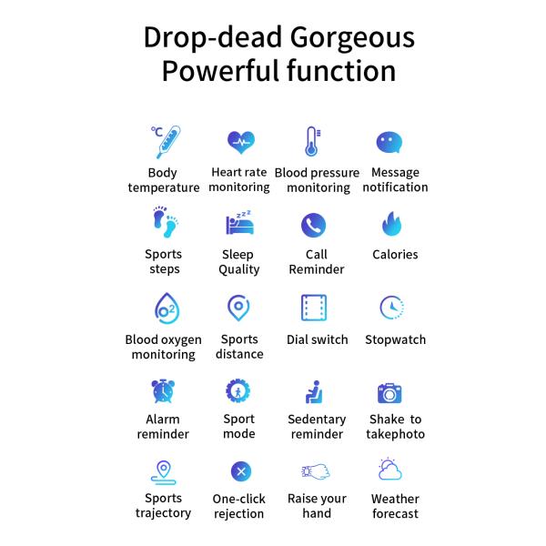 F75 Silicone Smart Watch Smart Watch Blood Oxygen Heart Rate Blood Pressure 1.3inch