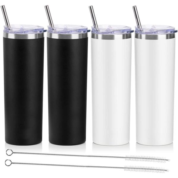 20 oz Stainless Steel Skinny Tumblers Double Wall Insulated Water Tumbler Cup