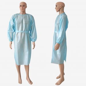 China Blue PP PE Waterproof Disposable Surgical Gown With Elastic Cuffs on sale