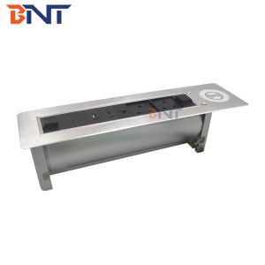 Recessed conference motorized rotating table top socket with built in desk