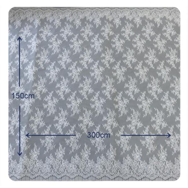 100% Nylon Ivory Floral Scalloped Edged Chantilly Lace Wedding Dress Customized