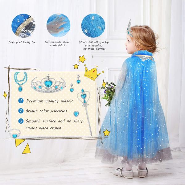 Silk Dress Pink Blue Children'S Clothing Accessories Dress With Tiara Crown Cape Set