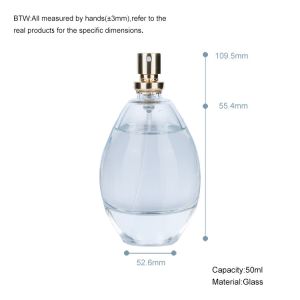 50ml Transparent Glass Clear Cylindrical Bottle With Golden Lid For Empty
