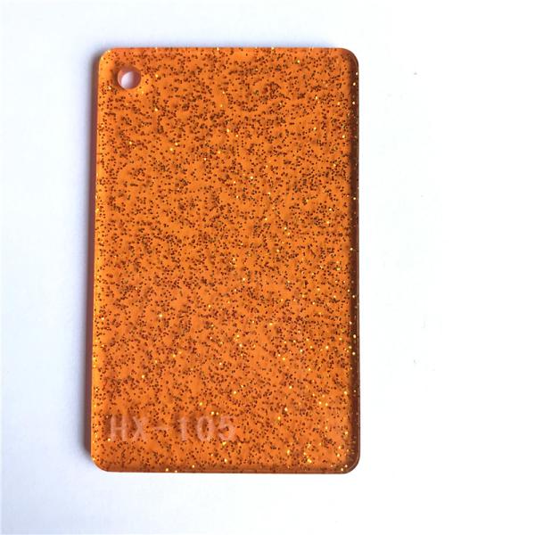 Buy PMMA Transparent Orange Cast Glitter Acrylic Sheets For Laser Cutting at wholesale prices