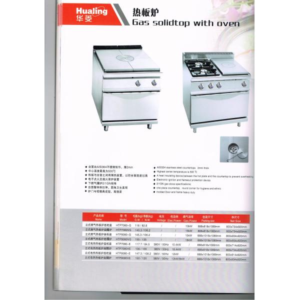 Gas / Electric Solidtop Hot Plate Western Kitchen Equipment Highest Temperature 500°C