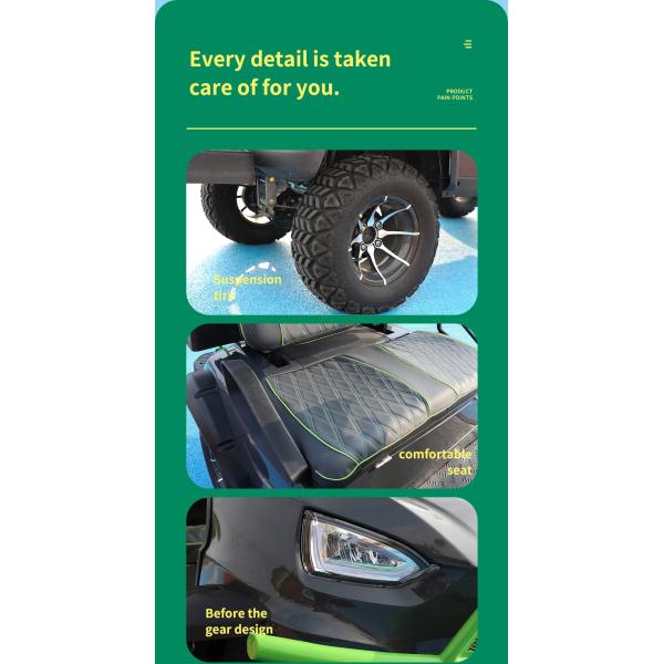 ODM Service 6 Passenger Electric Off Road Hunting Golf Cart for 70-90km Driving Mileage