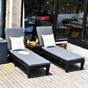 Modern Outdoor Beach Patio Hotel Sun Lounger Chair with Cushion and Stackable