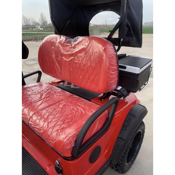 2 Seater Red Electric Hunting Golf Cart With Cooler Sound Bar Off Road Tires For Course
