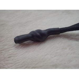 Black Zipper Puller With Nylon Cord With Rubber Ending For Garment , Bag