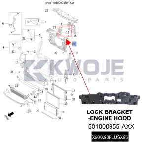 OEM 501000955-AXX Engine Lock Steel Bracket for JETOUR X90 / X90PL US /X95