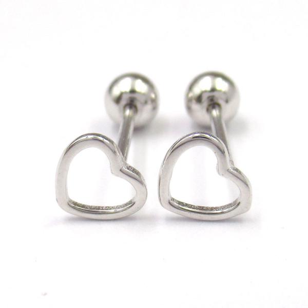 Buy Plating Rhodium 925 Sterling Silver Earrings Stud Heart Shaped at wholesale prices